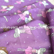 Le tissu de mousseline de soie imprimée pourpre de couleur pour l&#39;écharpe de robe